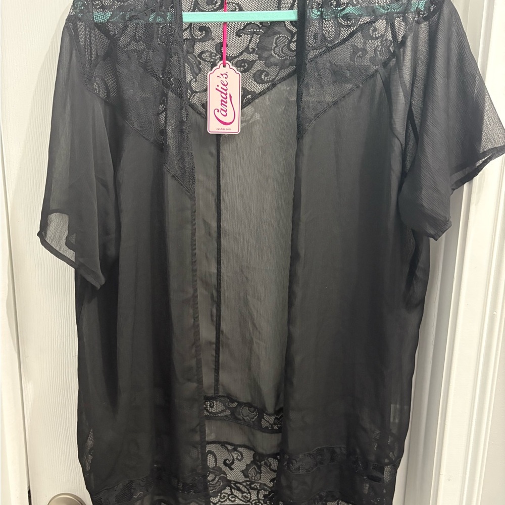 Candie's Sheer Black Lace Cover-Up